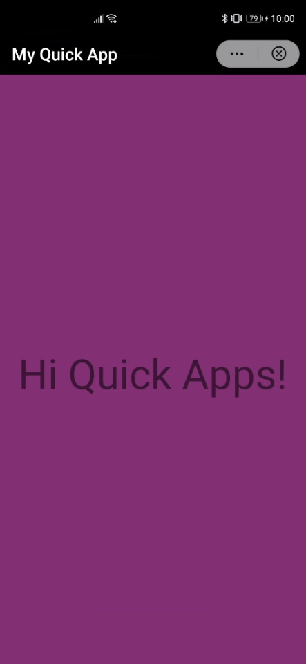 Sample quick app with background in purple